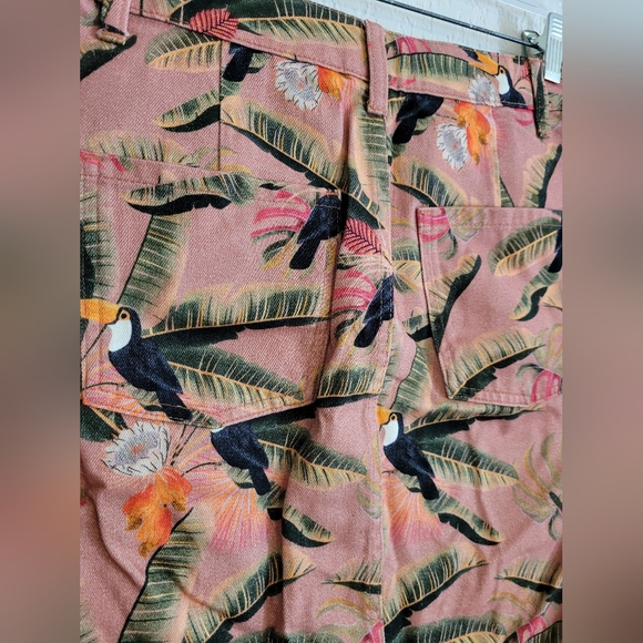 Farm Rio Anthropologie tropical Mini Jean Skirt Palm Trees | size s - Picture 4 of 8